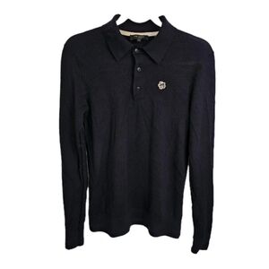 Ted Baker Wembley Polo Shirt XS (1) Dark Navy 100% Wool Long Sleeve Top Casual